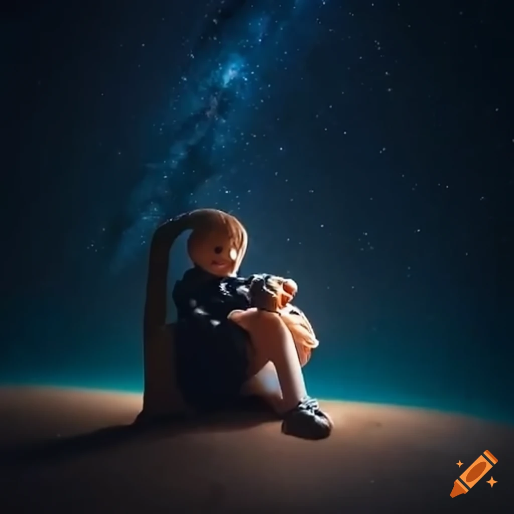 boy amazed by a giant whale in the sky