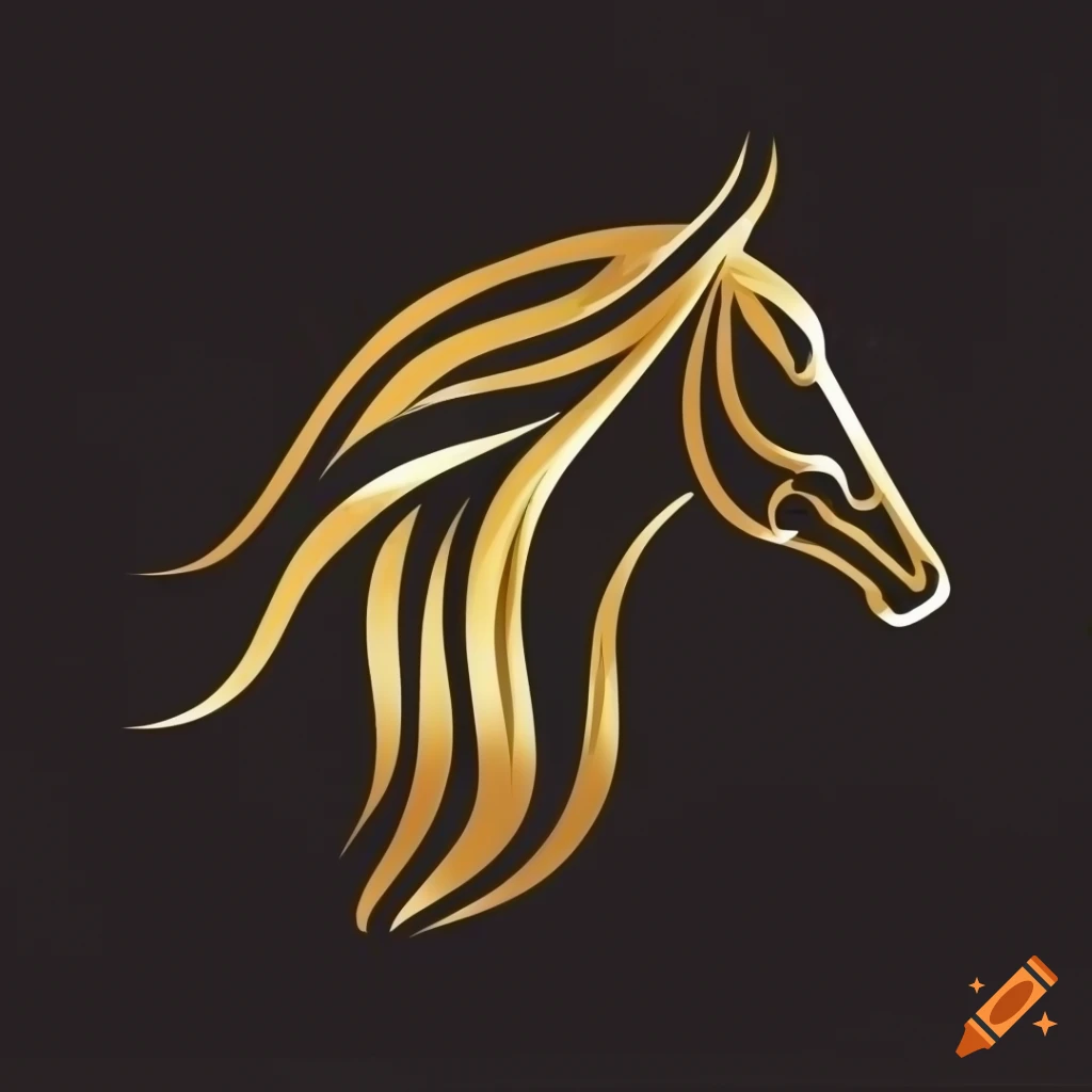 Black and gold horse head logo design on Craiyon