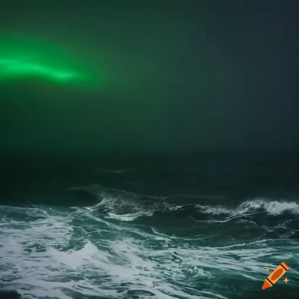 scene from an 80's dark fantasy movie with storm and waves