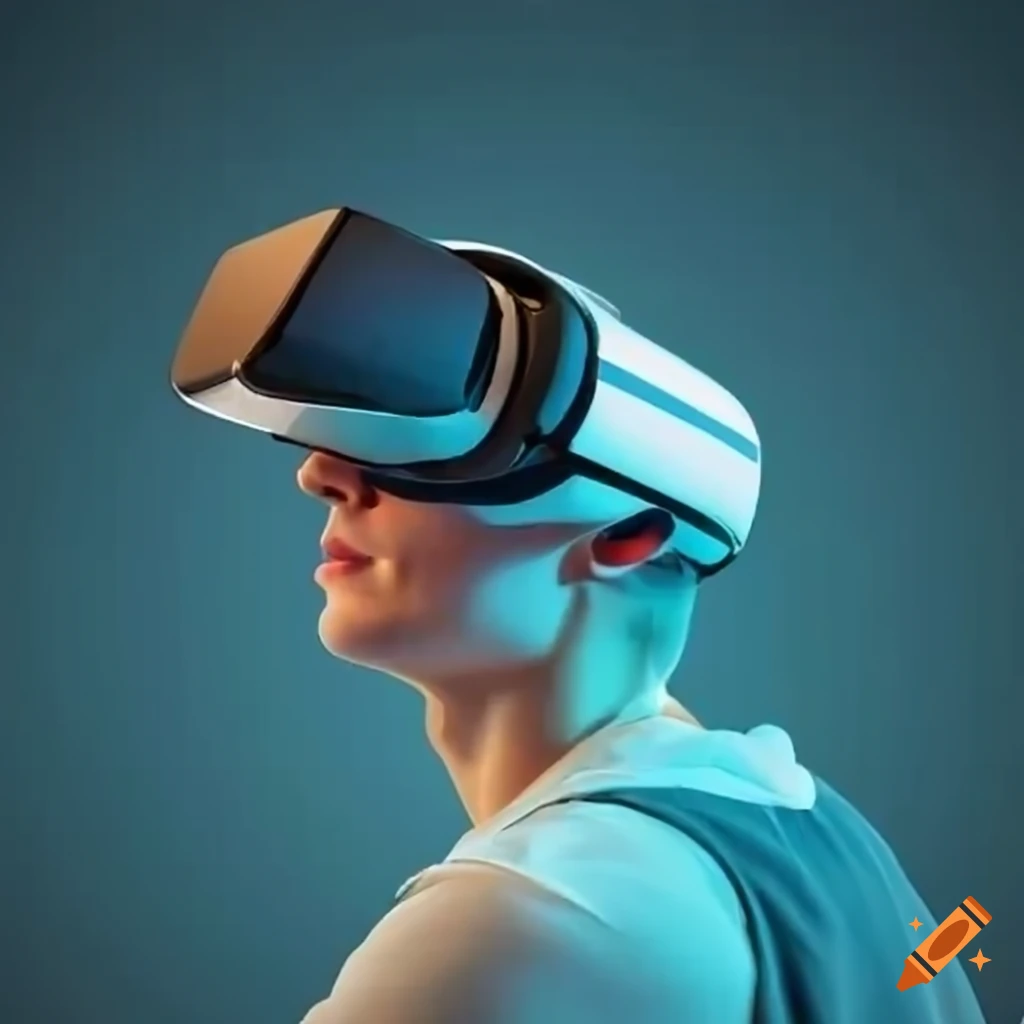 Digital art of a person using vr glasses with digital waves on Craiyon