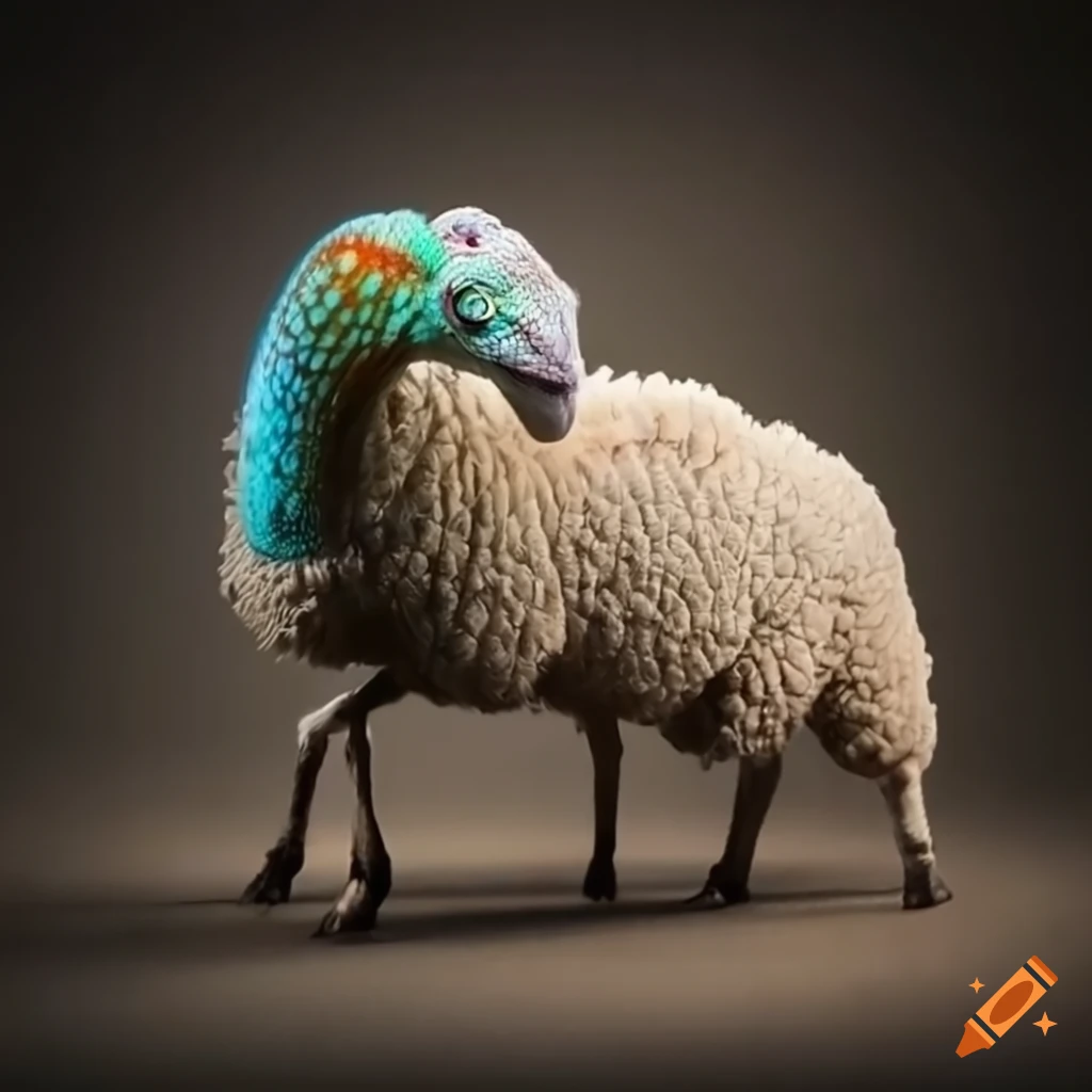 Hybrid animal photo sheep and chameleon mix on Craiyon