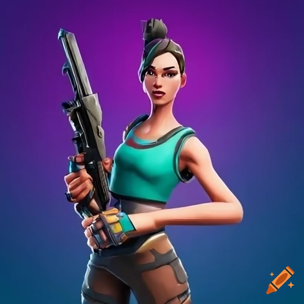 Fortnite character with red hair holding a shotgun on Craiyon