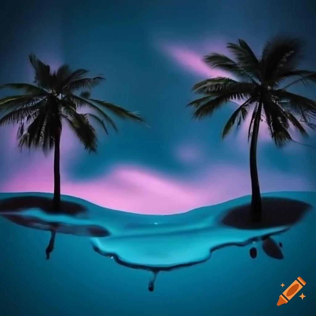 palm trees with melting disc art