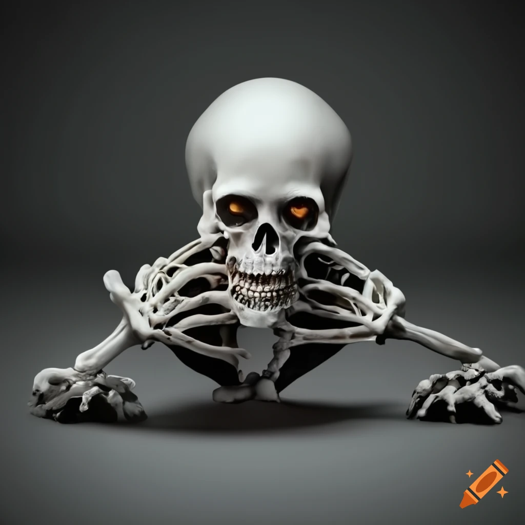 spooky skeleton crawling on the floor