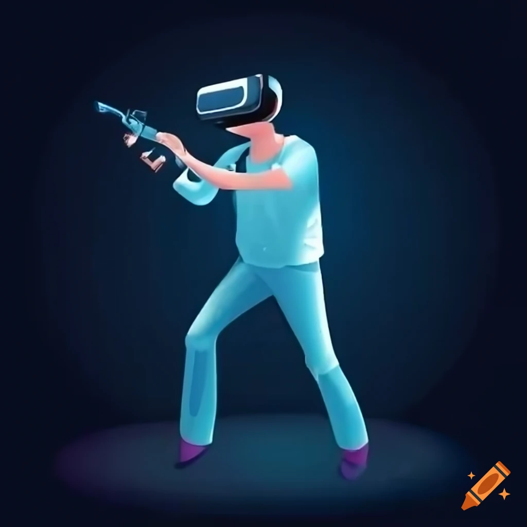 Person playing vr game with paint gun on Craiyon