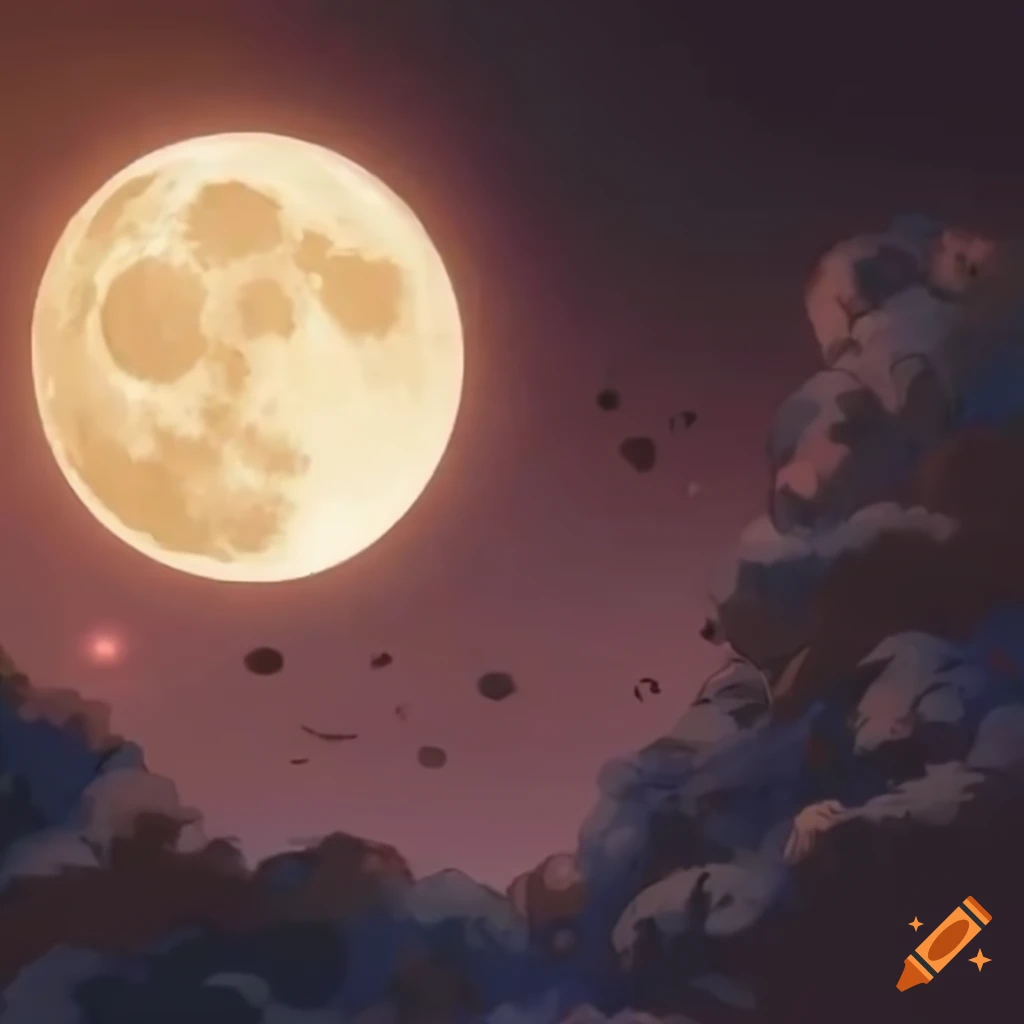 Mysterious anime girl under moonlight on Craiyon