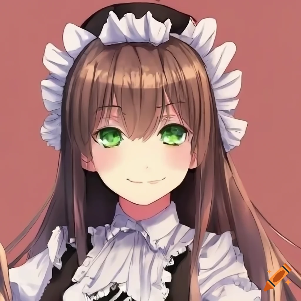 anime-style character with brown hair and green eyes