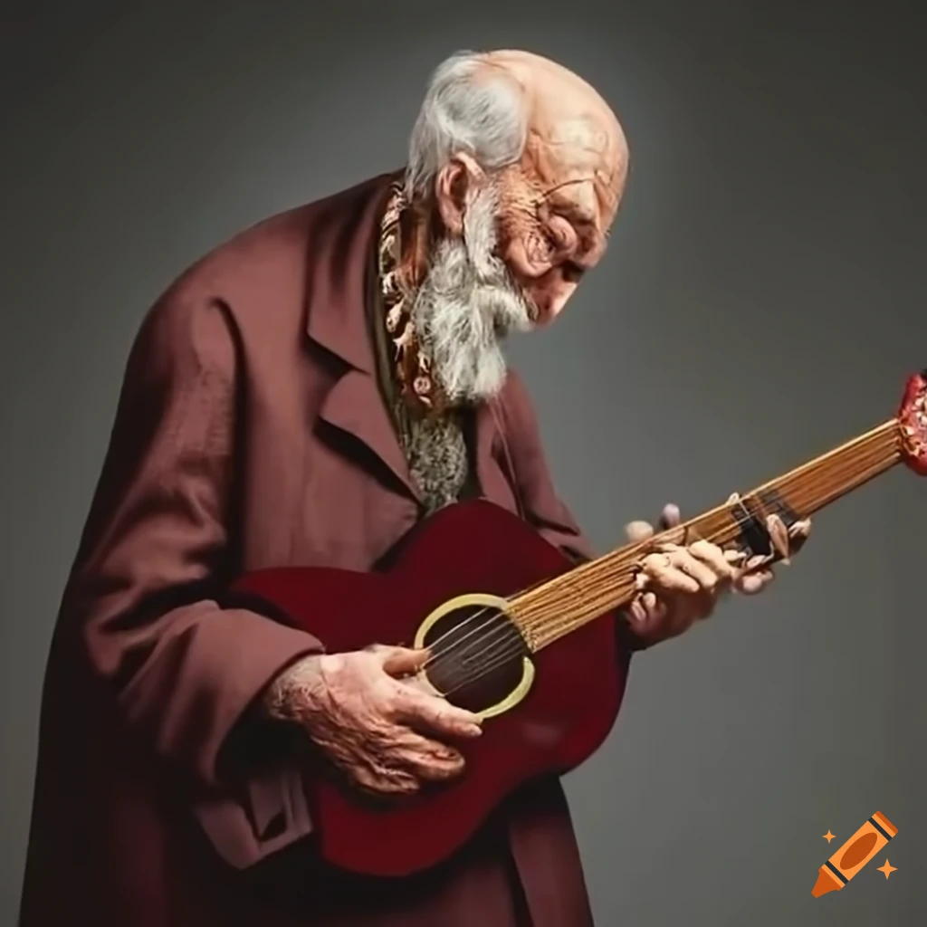 elderly man playing the guitar