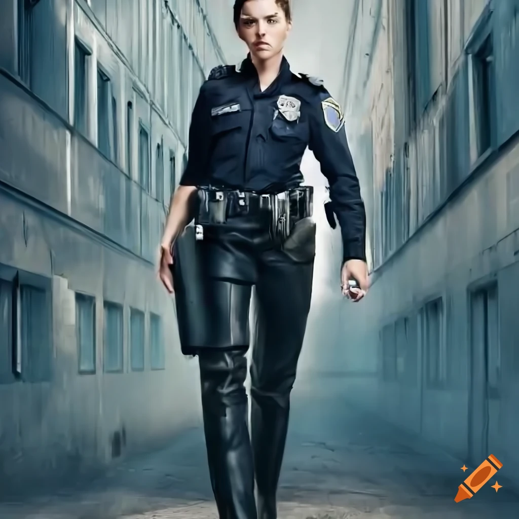 detailed police photograph of a policewoman in uniform