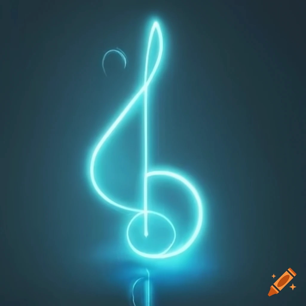glowing wireframe music note