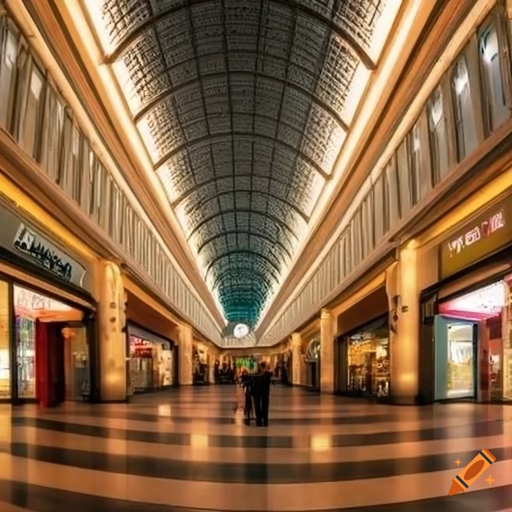 shopping mall with tall ceilings