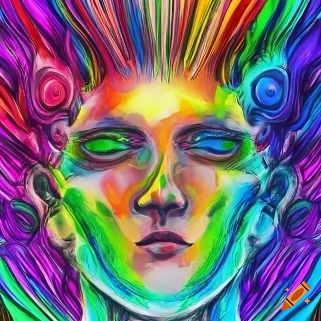 Man's face with rainbow energy on Craiyon
