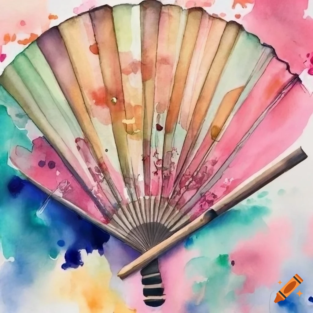 Watercolor painting of a japanese fan on Craiyon