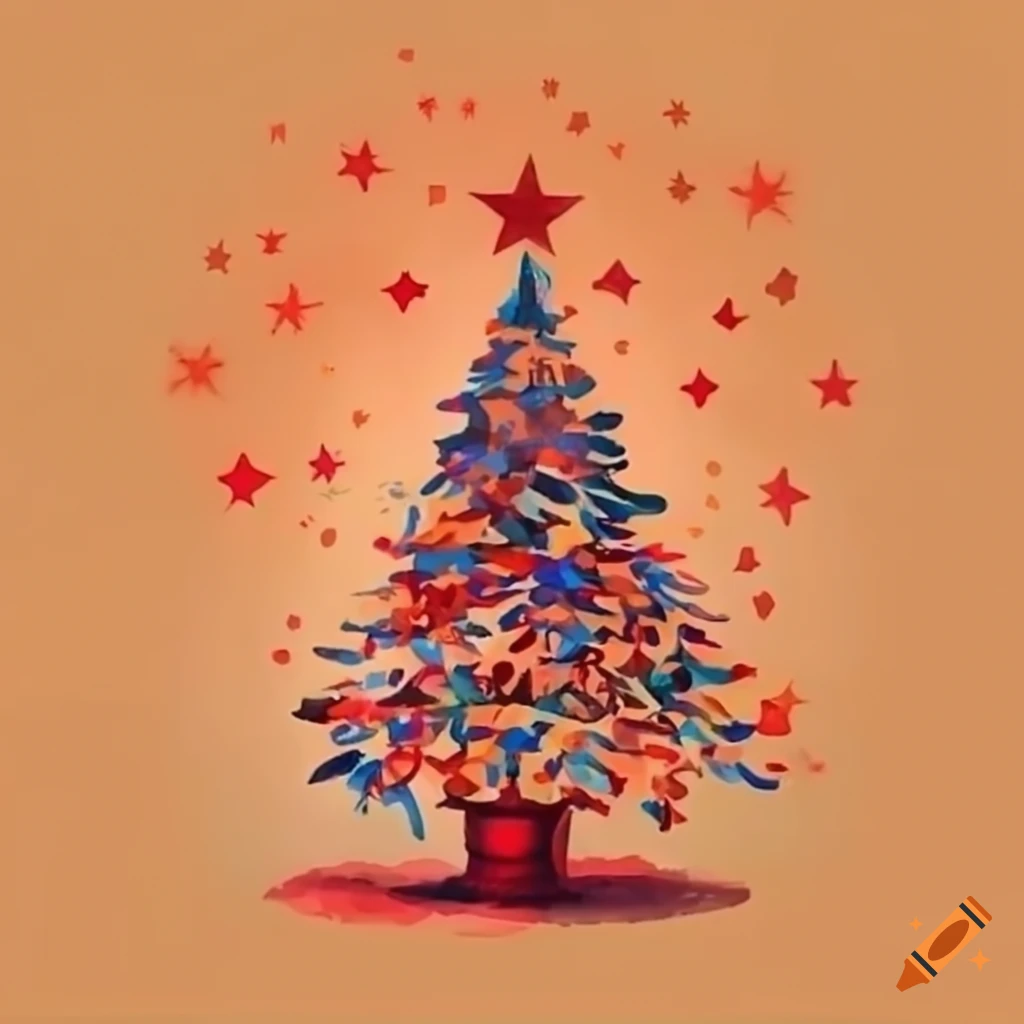 Orange christmas tree with a star on top