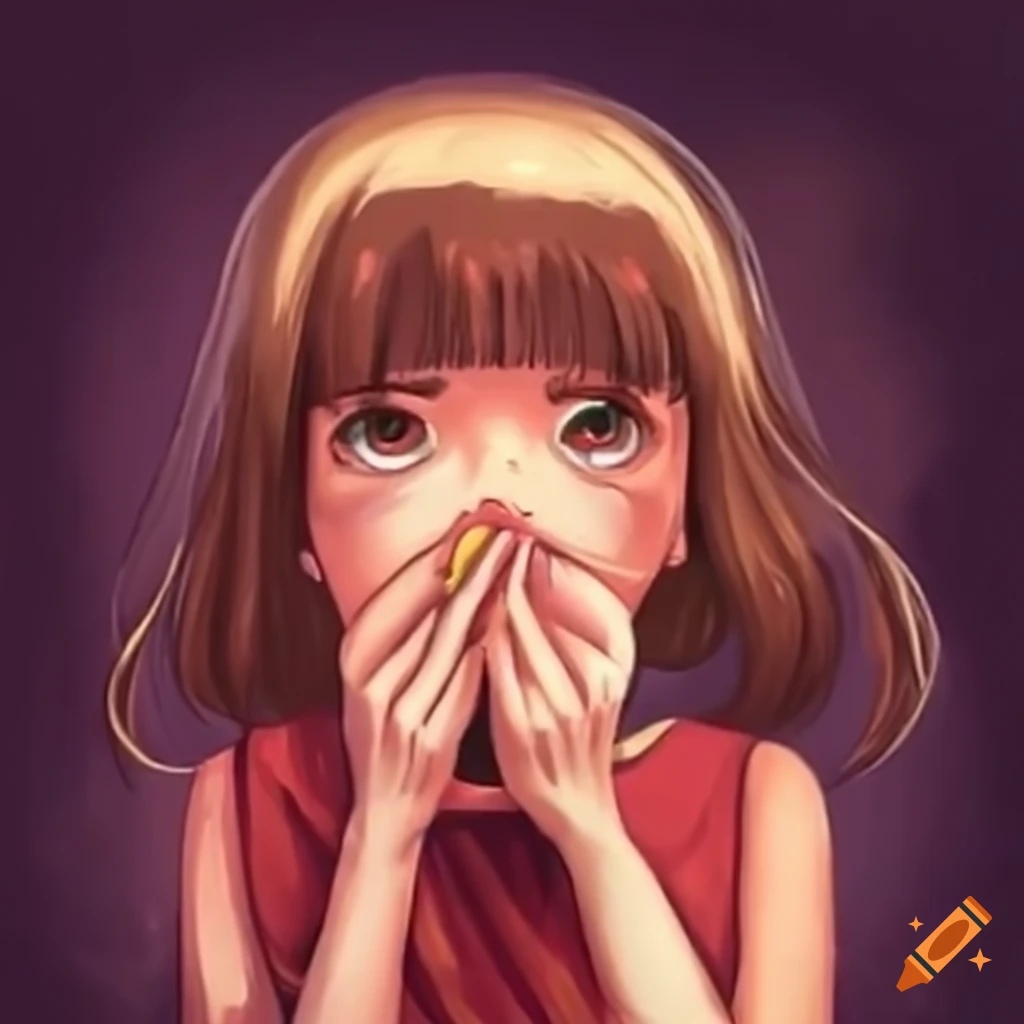 girl looking at a hotdog
