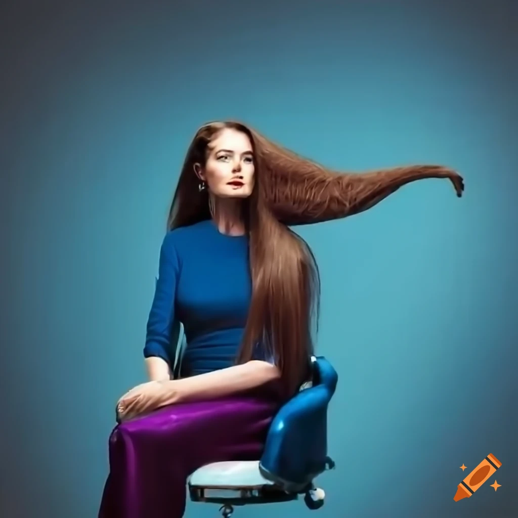 woman with long and shiny hair sitting in a salon chair