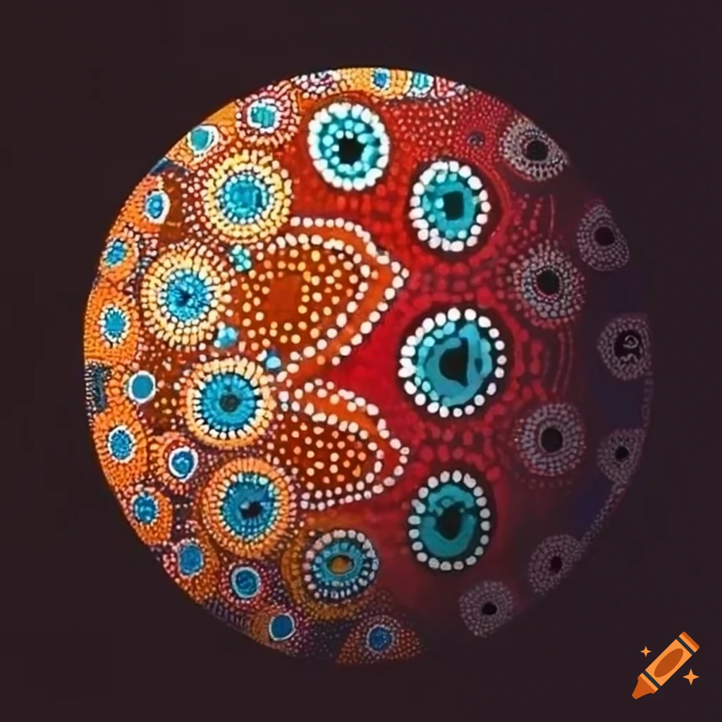 A majestic crocodile art piece blending realism and aboriginal dot