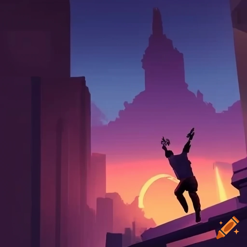 mobile game concept featuring parkour on rooftops