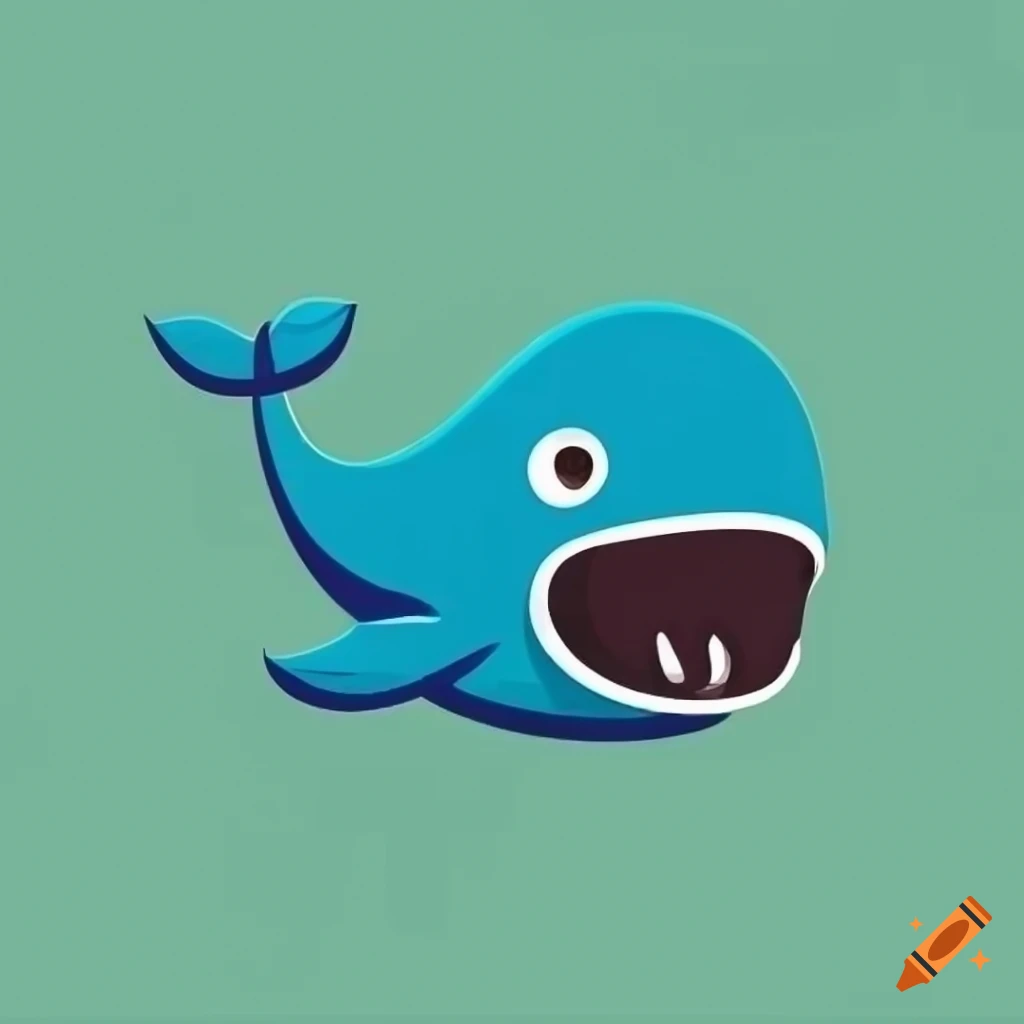 2D logo design of a playful whale