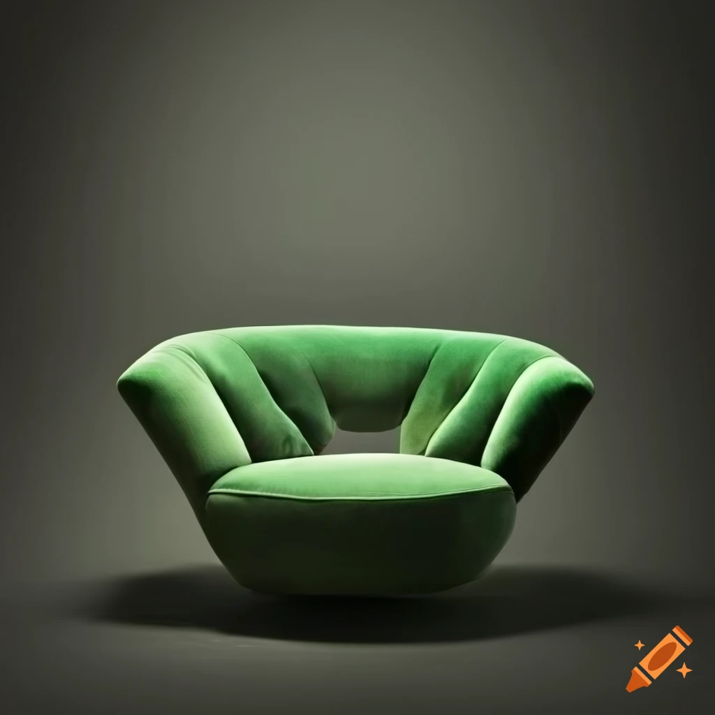 Green velvet armchair similar to vladimir kagan's design on Craiyon