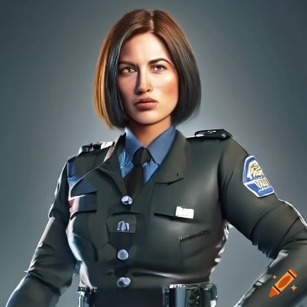 hyperrealistic police photograph of a LAPD policewoman