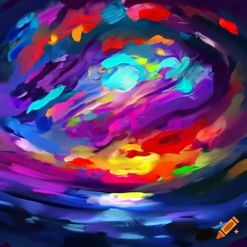 Colorful oil painting of a