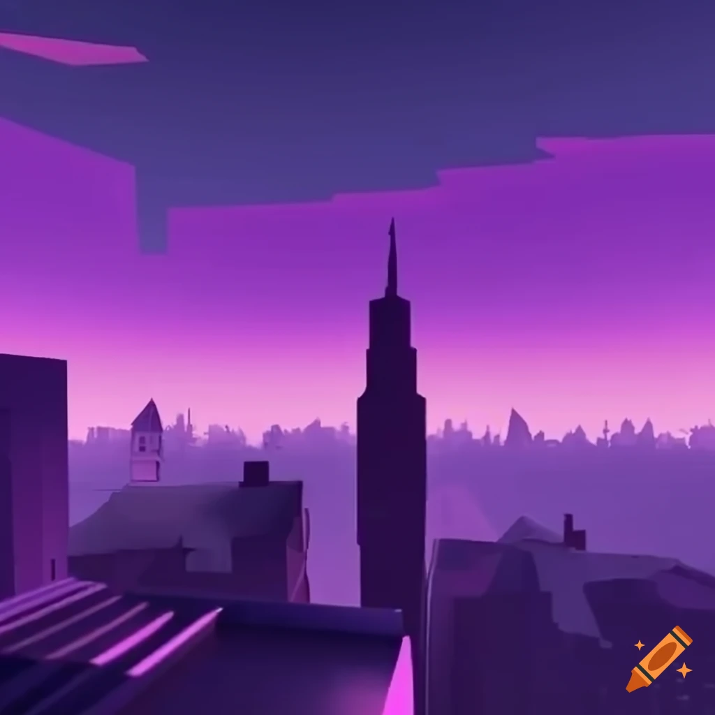 purple shaded mobile game with parkour and rooftops