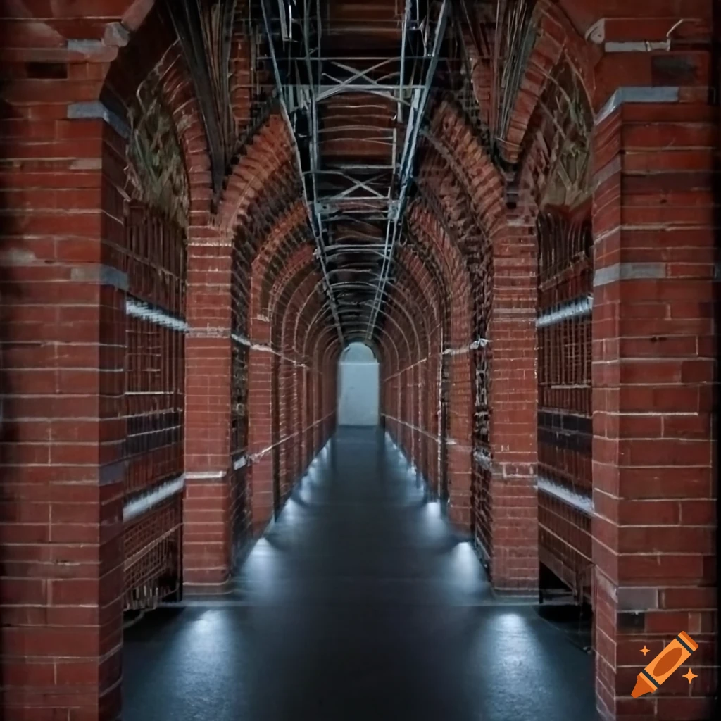 abstract image of an electrical station with shifting and warping hallways