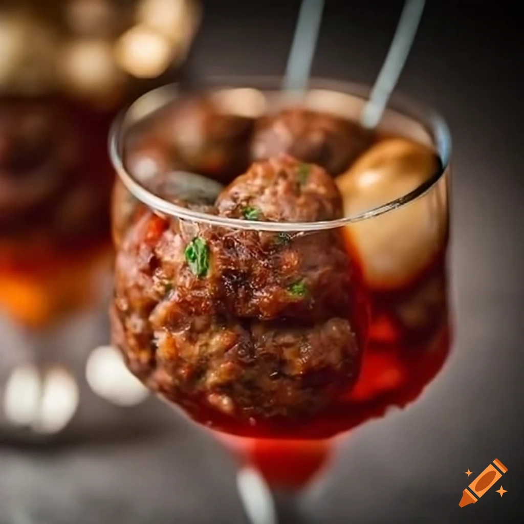 Delicious cocktail made with meatballs on Craiyon