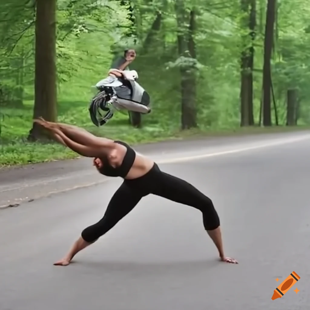 Extreme yoga on motorbikes on Craiyon