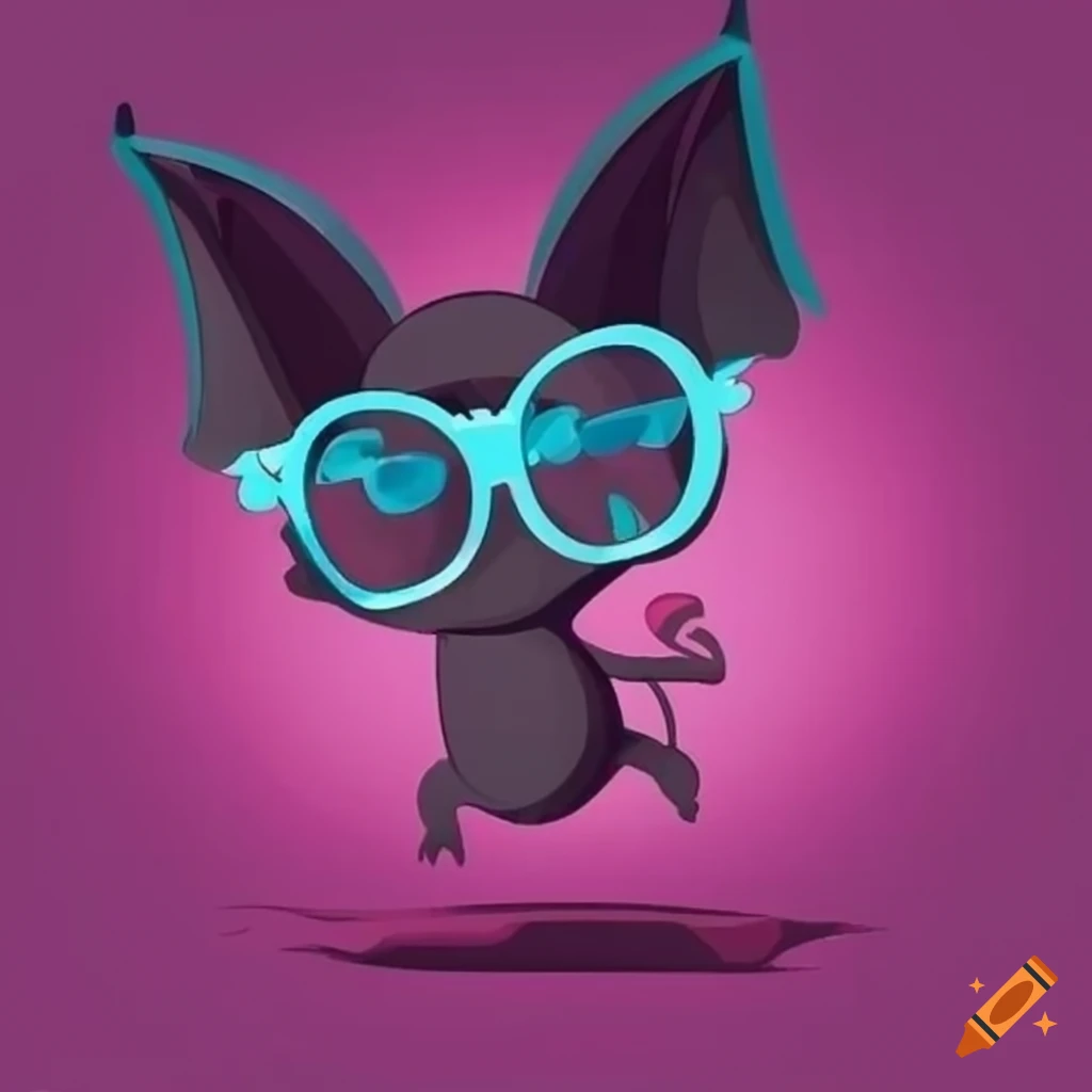 cartoon bat wearing glasses