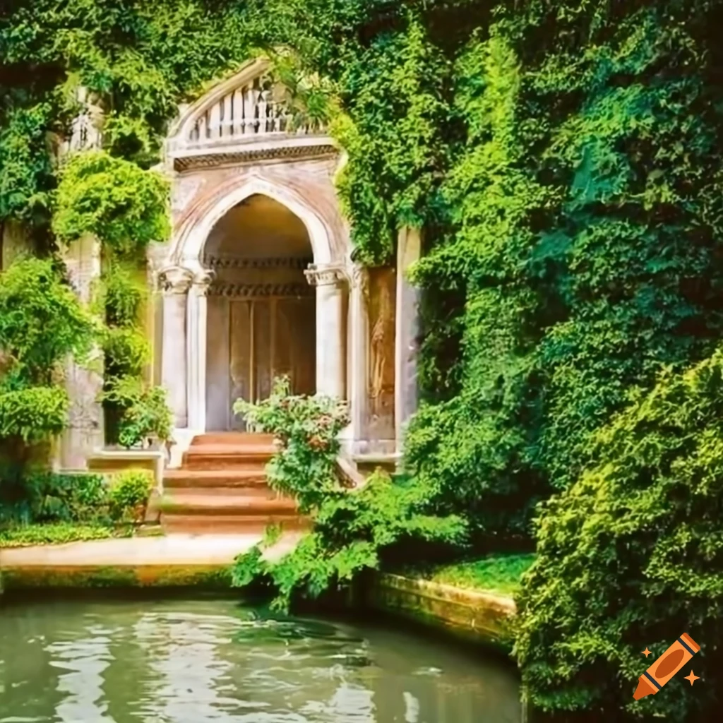 Venice garden with beautiful architecture