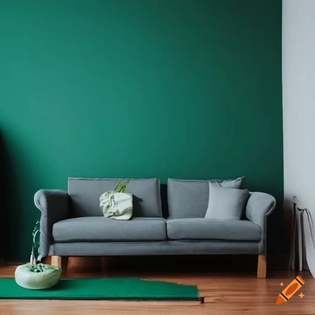 cozy living room with green accent wall