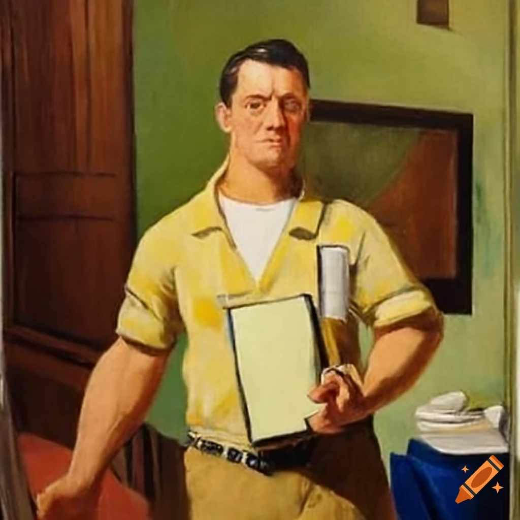 closeup of a laborer holding a document in a hallway