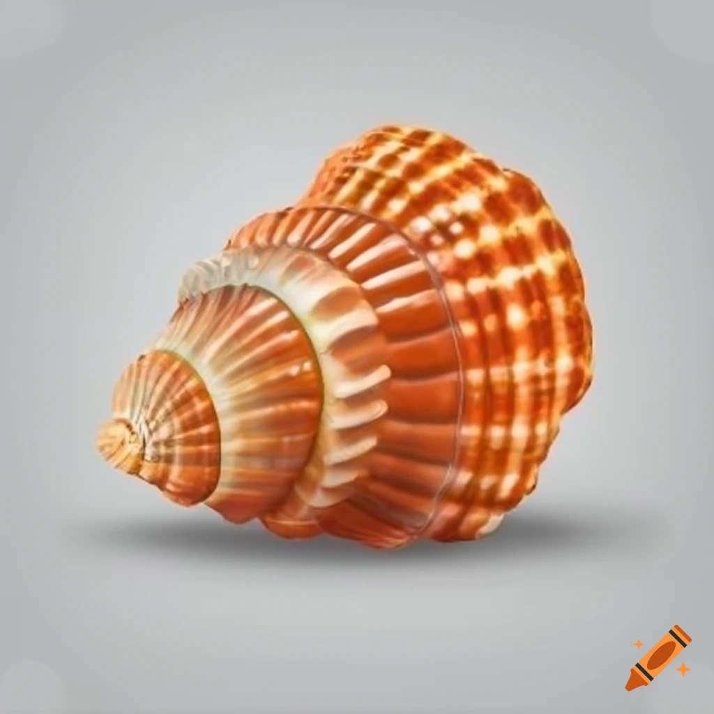 cartoon rendering of a sparkling orange seashell