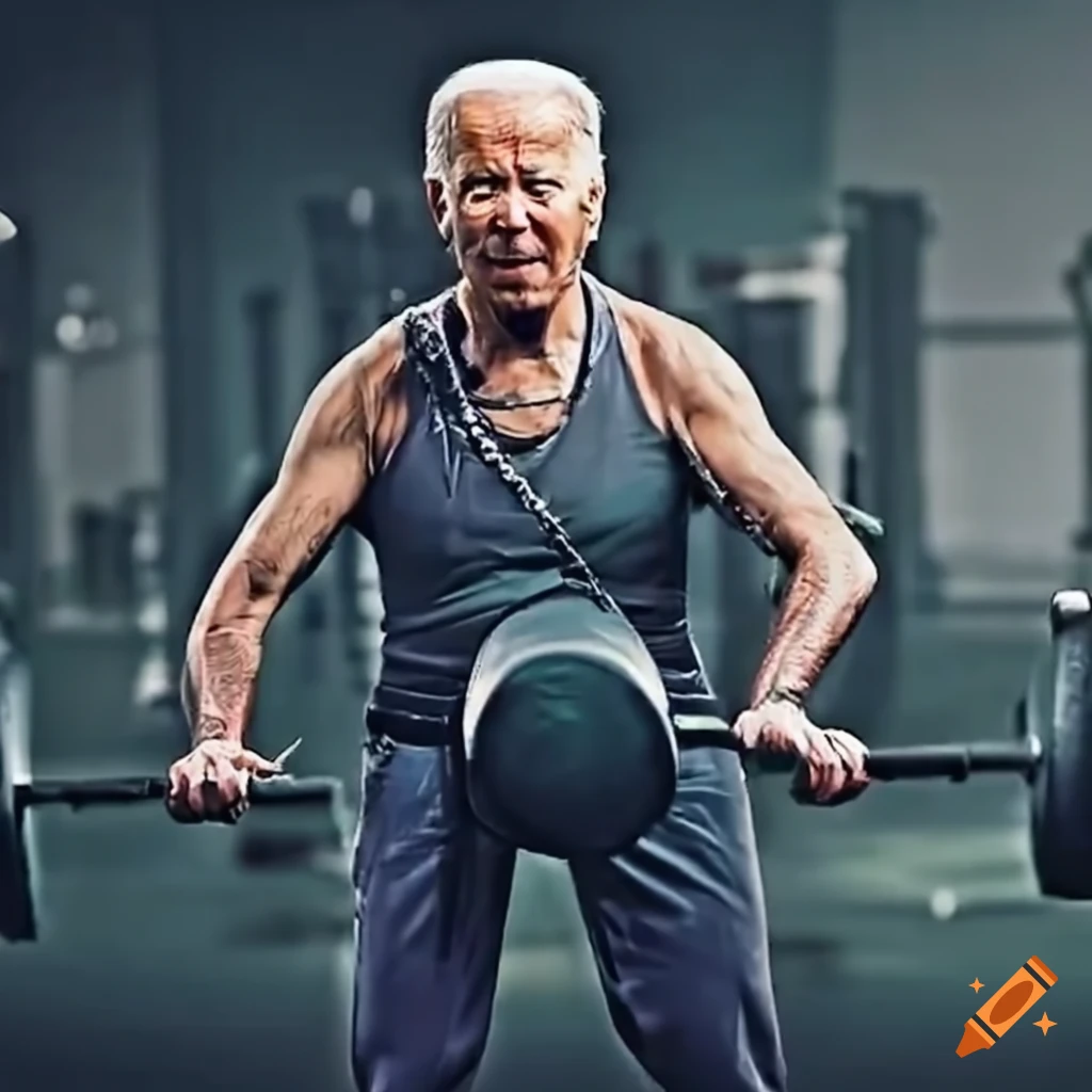 image of Biden weightlifting
