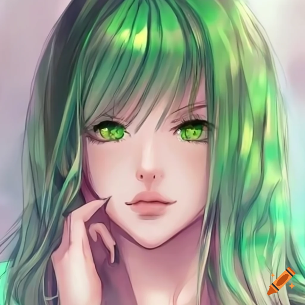 Green jade girl in dororo anime style