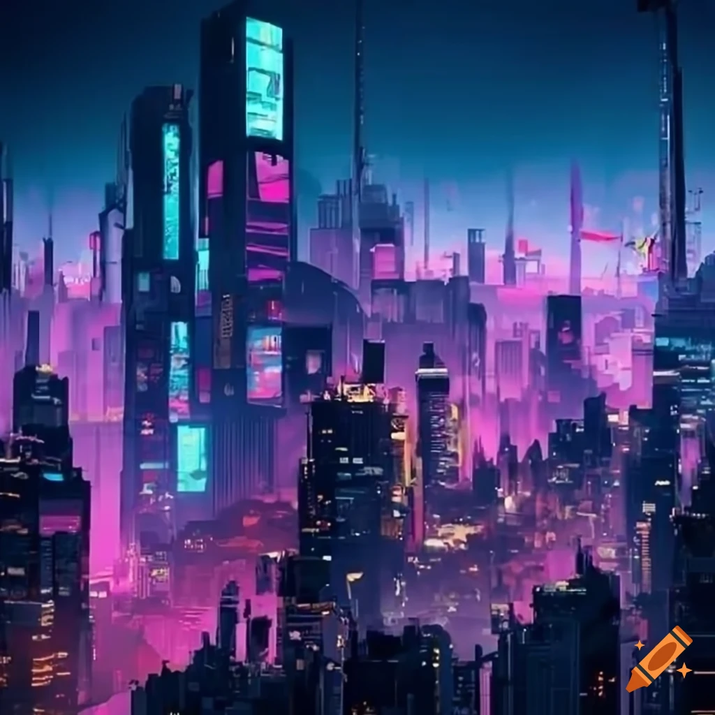 Cyberpunk depiction of a futuristic city on Craiyon