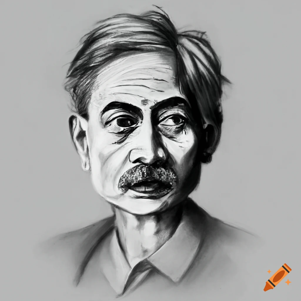 Black And White Portrait Of Premchand