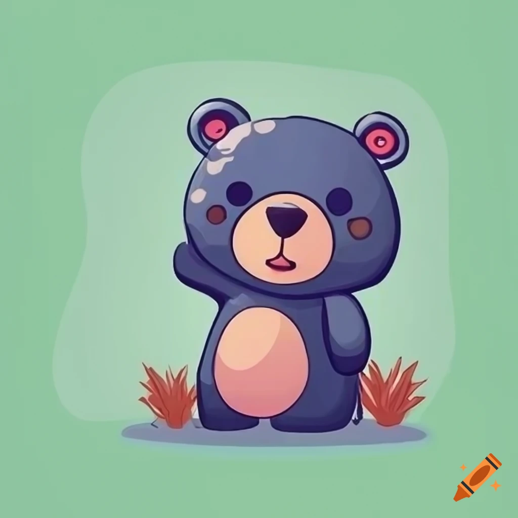 cute bear illustration in pastel colors