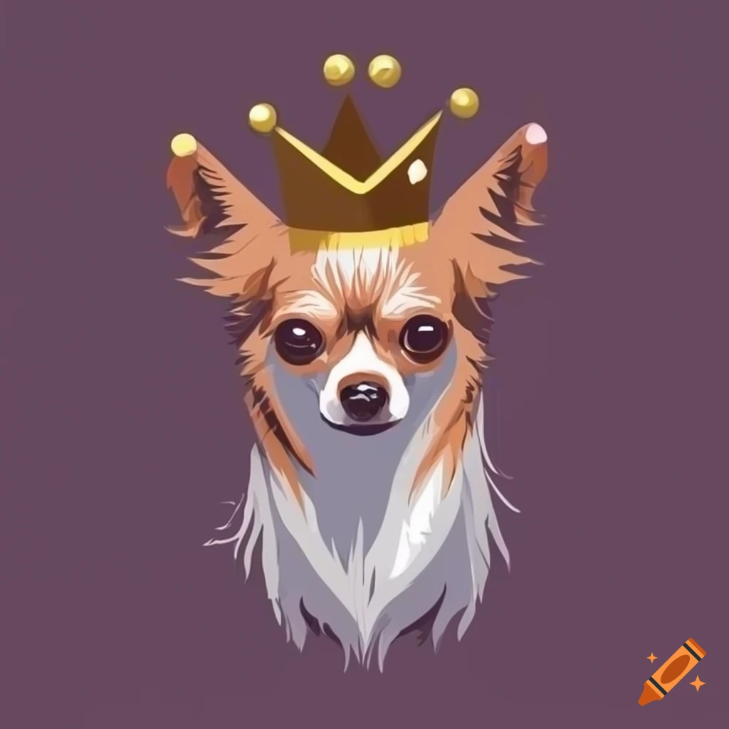logo of a crowned long haired chihuahua