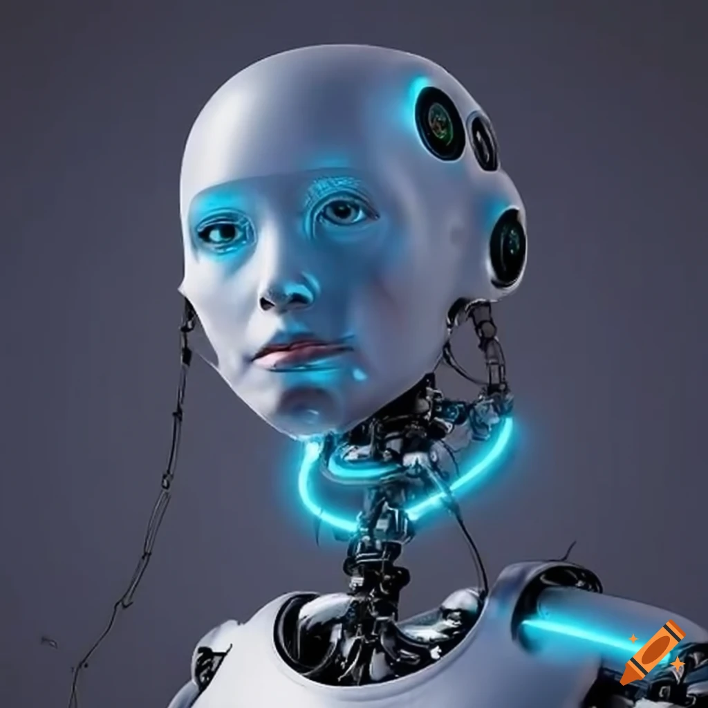 futuristic robot repairing itself