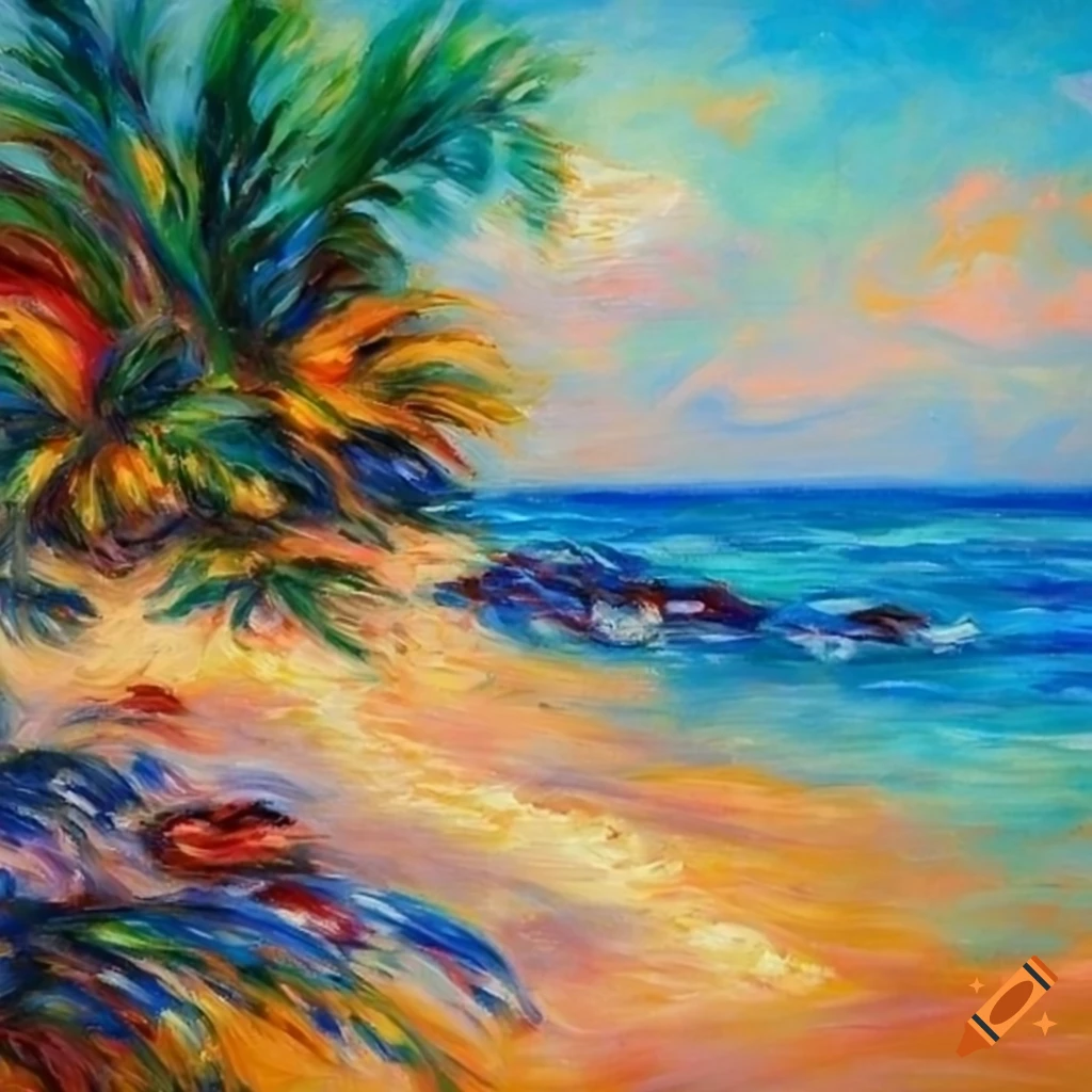 colorful-tropical-beach-in-1960s-renoir-art-style-on-craiyon