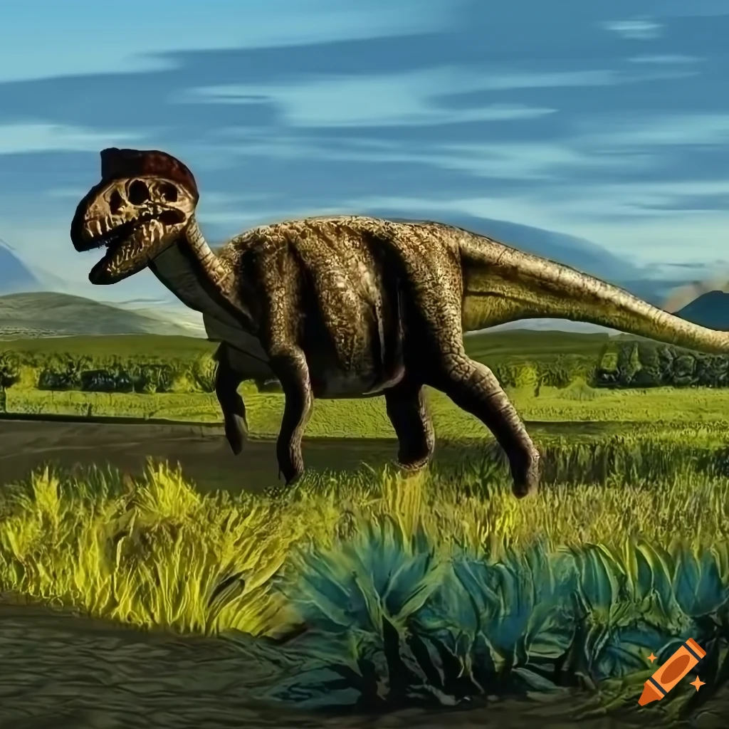 detailed image of a Hadrosaurus dinosaur in warm morning light