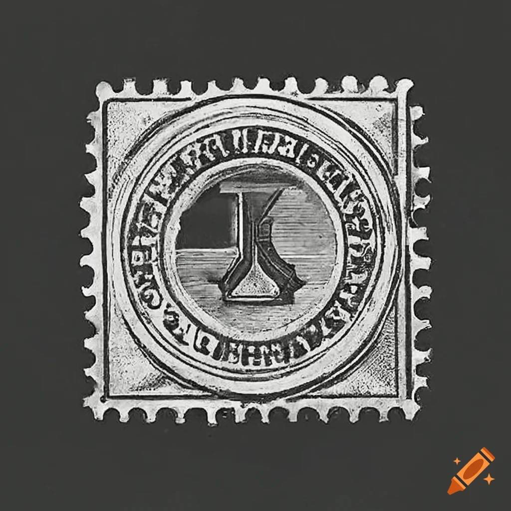 grey stamp with scales symbol on black background