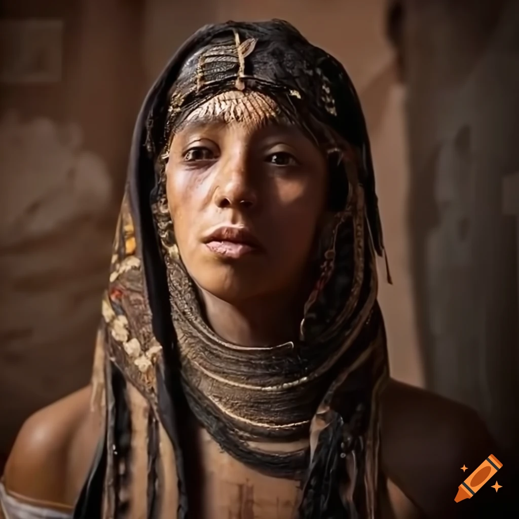 photograph of a middle eastern woman in traditional black robes
