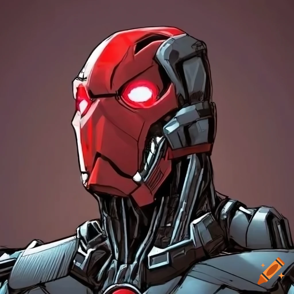 Red Ultron Illustration of a red hooded character resembling ultron on Craiyon