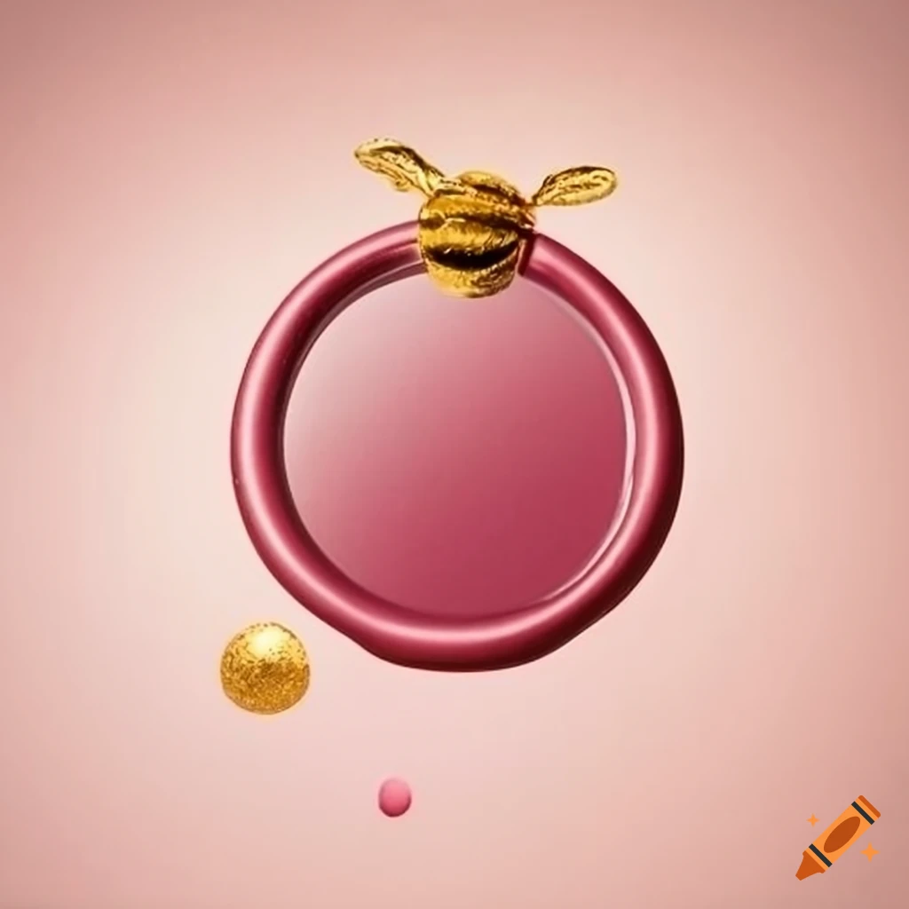 white wax seal with gold and pink bee
