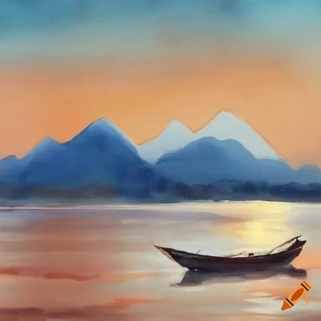 watercolor painting of an oriental landscape
