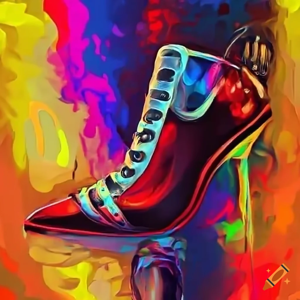 neon-colored microphone in a shoe with the text "Xulé de Omi"